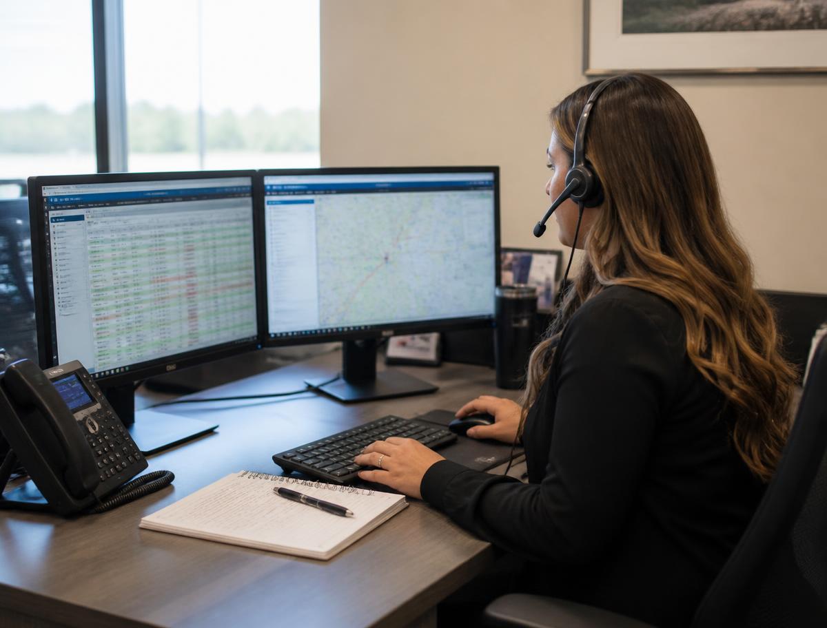 Dispatcher coordinating loads on dual monitors