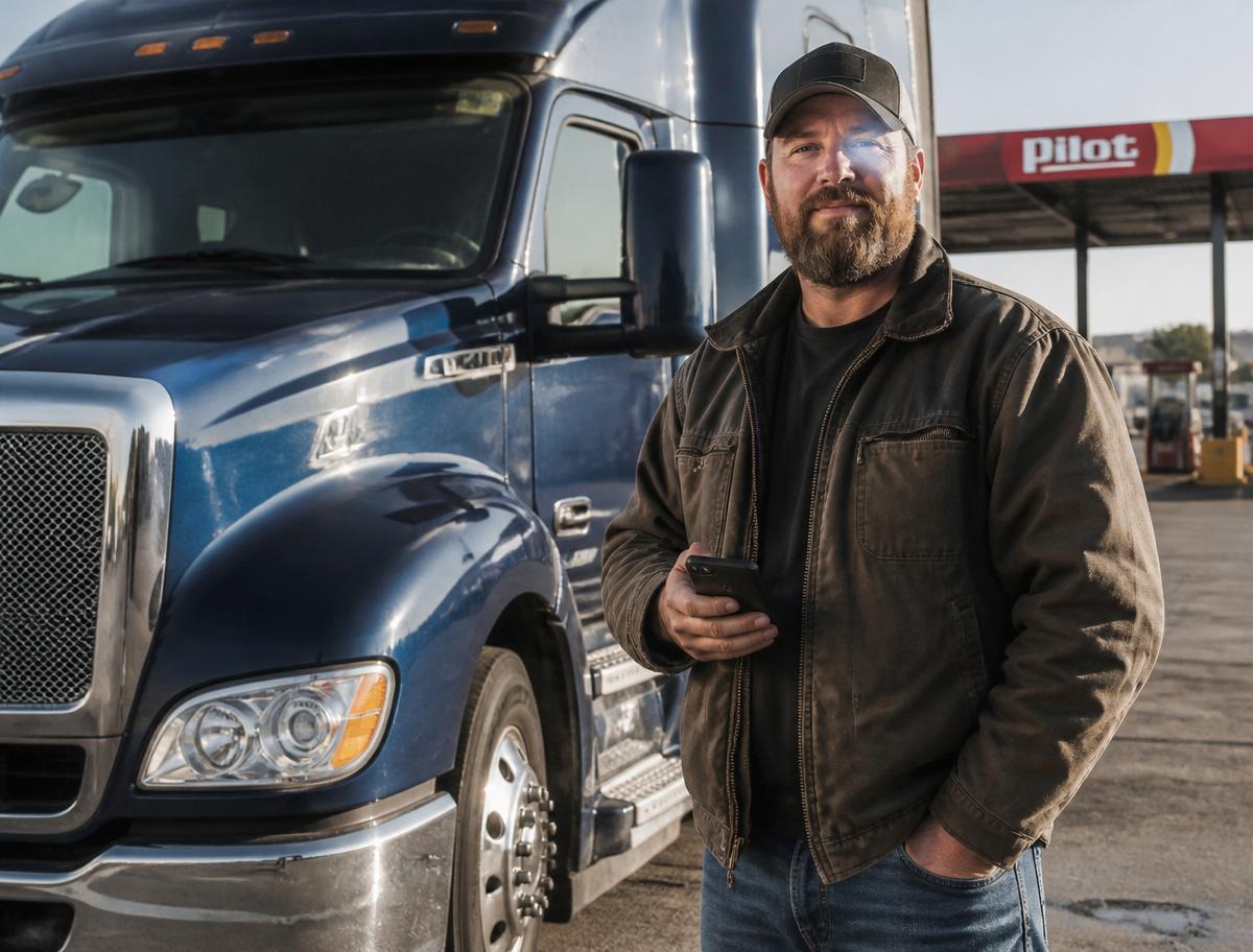 Owner-operator standing beside his truck